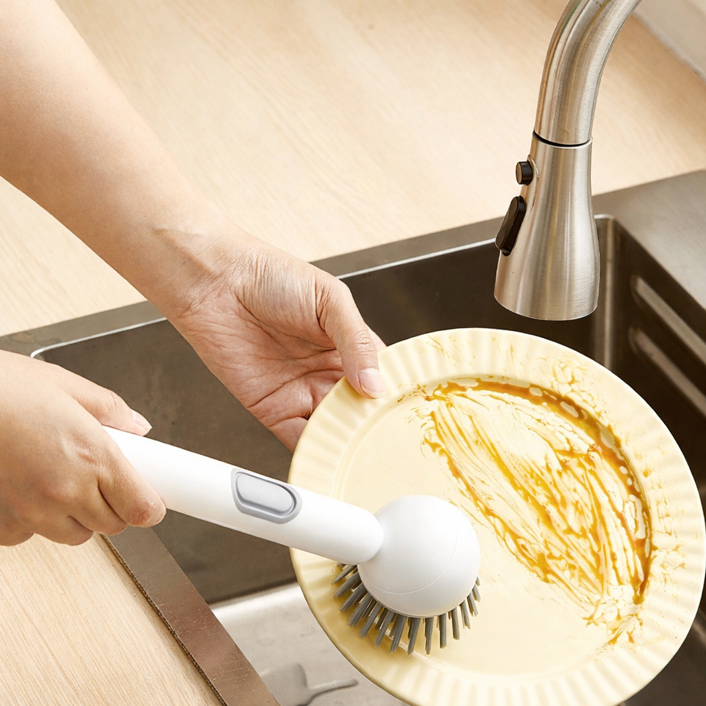 Liquid Dispensing Rotating Kitchen Brush